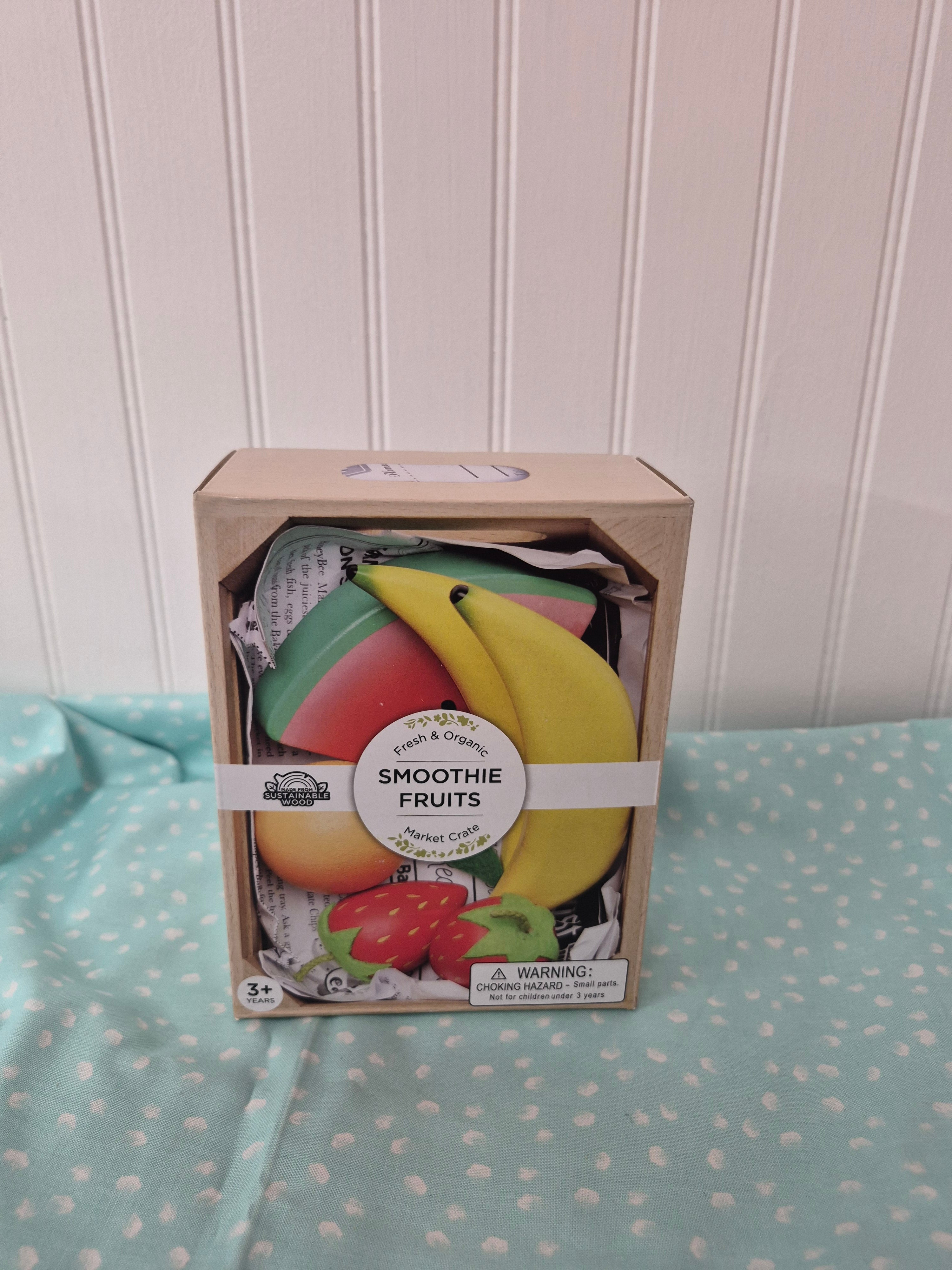 Smoothie Fruit Wooden Market Crate Toy