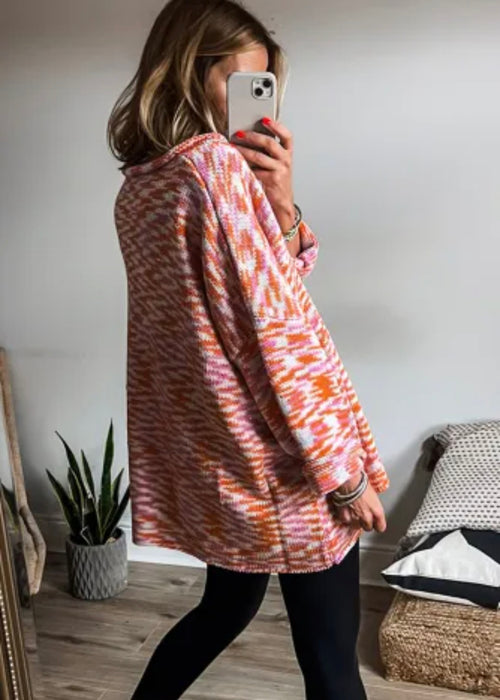 Abstract Print Drop Shoulder V Neck