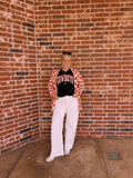 Orange Checkered Open Front Shoulder Cardigan