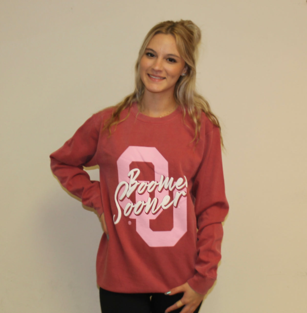 2026 Boomer Sooner Puff Print Sweatshirt- Red