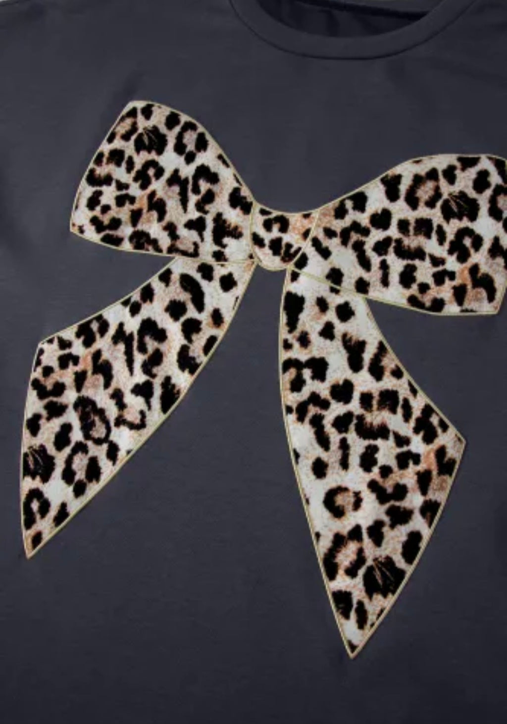 Leopard Bow Patched S/S Tee Long Dress