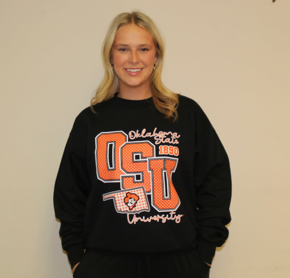 2026 Big OSU Polka Dot & Gingham Sweatshirt- Black