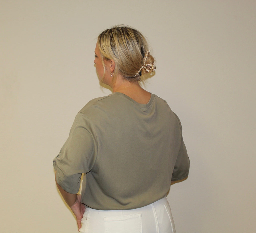 Tie Sleeve Soft Tee-Olive