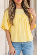 Pleated Babydoll Blouse- Yellow Cream