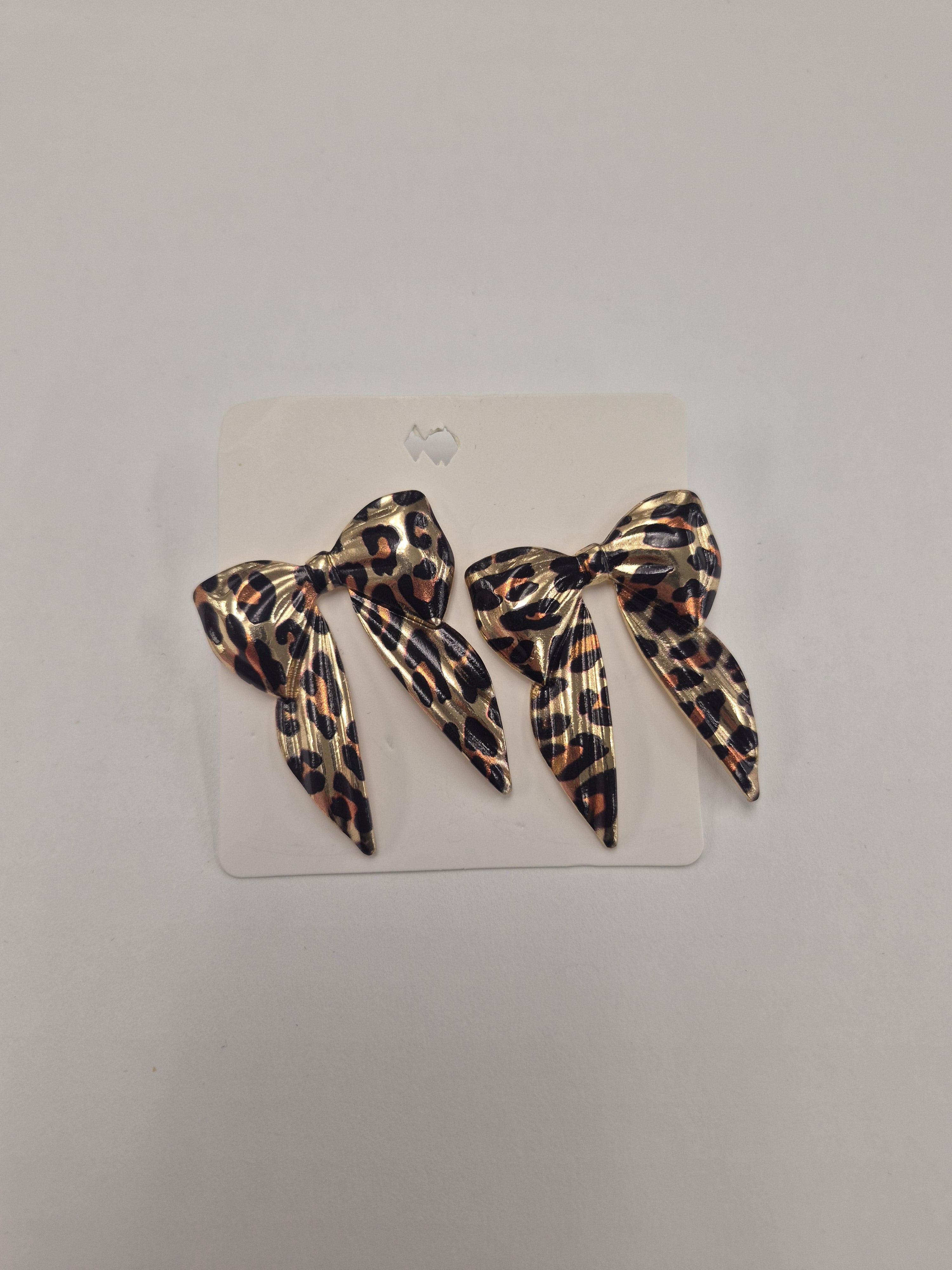 Leopard Print Bow Earrings