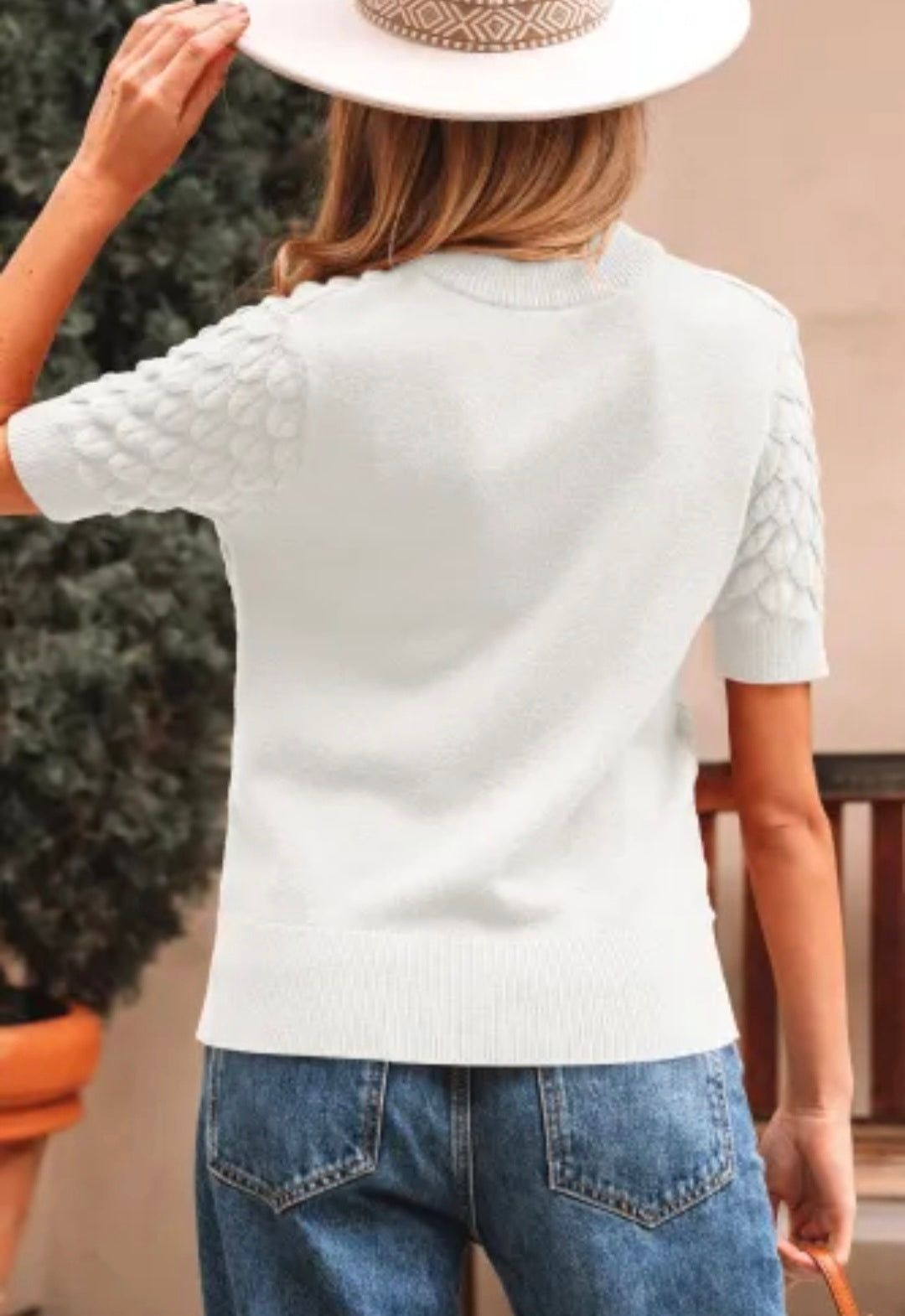Short Sleeve Sweater- WhiteFish Scale