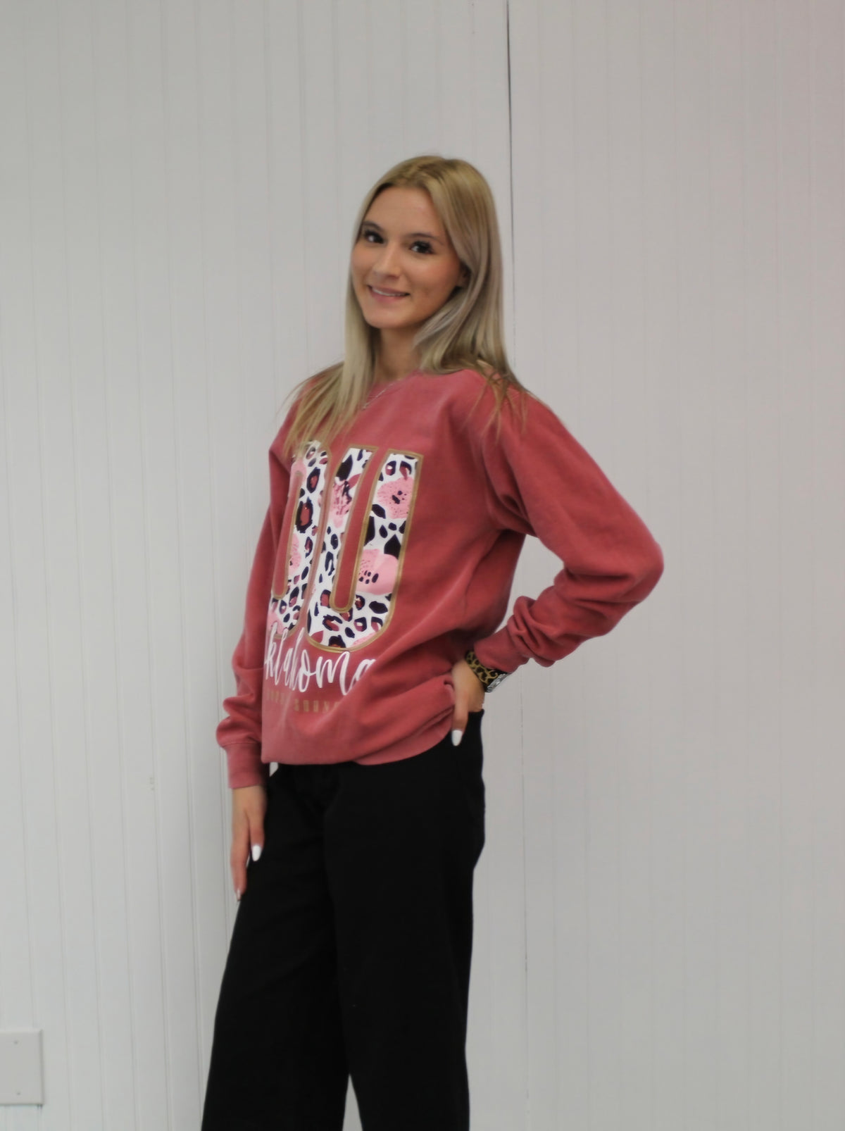 2026 OU Mixed Pattern Sweatshirt- Red
